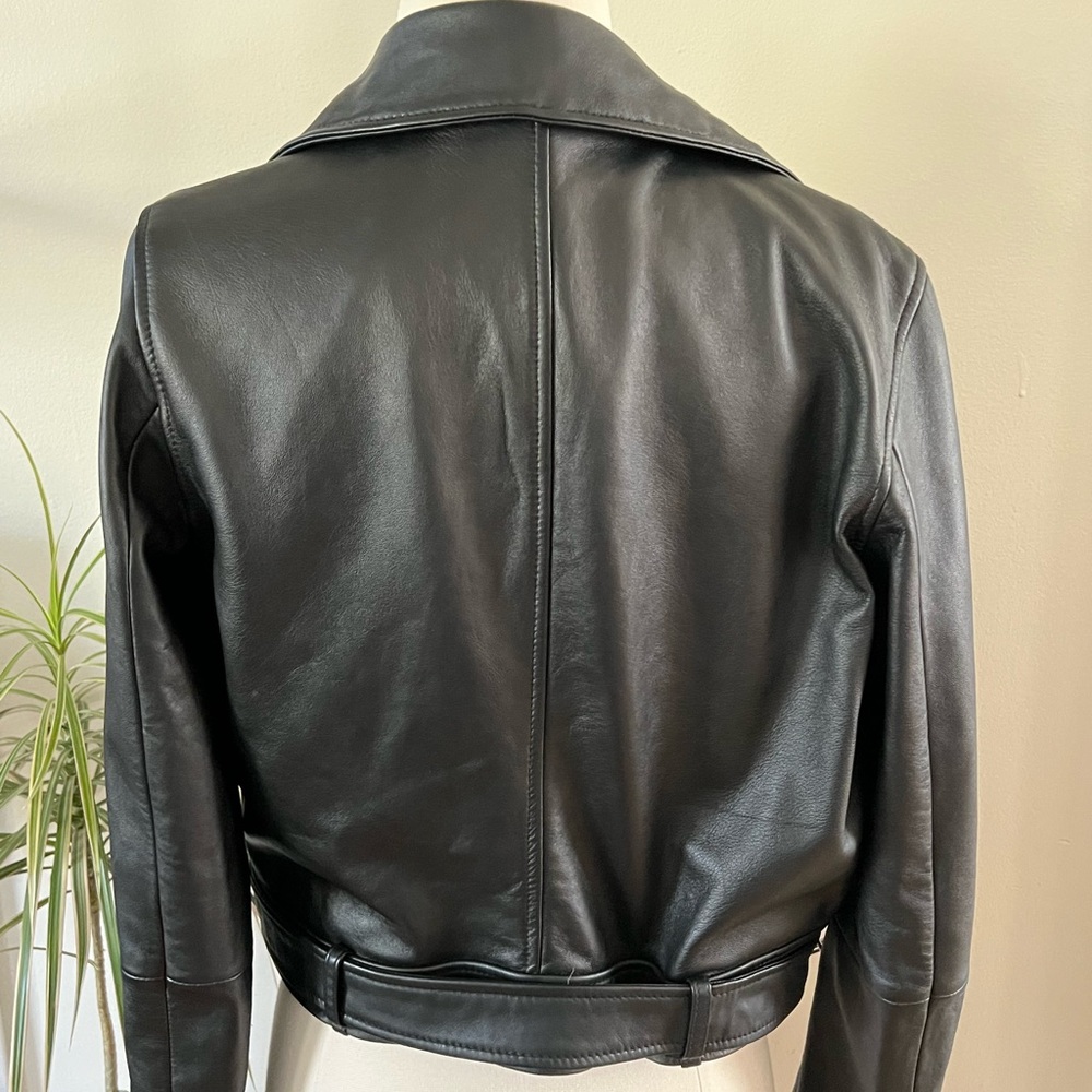 New PAIGE Demetra Leather Moto Jacket Black Size Small genuine leather - Picture 10 of 14